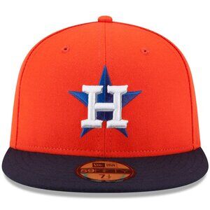 Houston Astros New Era Orange/Navy Alternate On-Field Fitted Hat - Men's